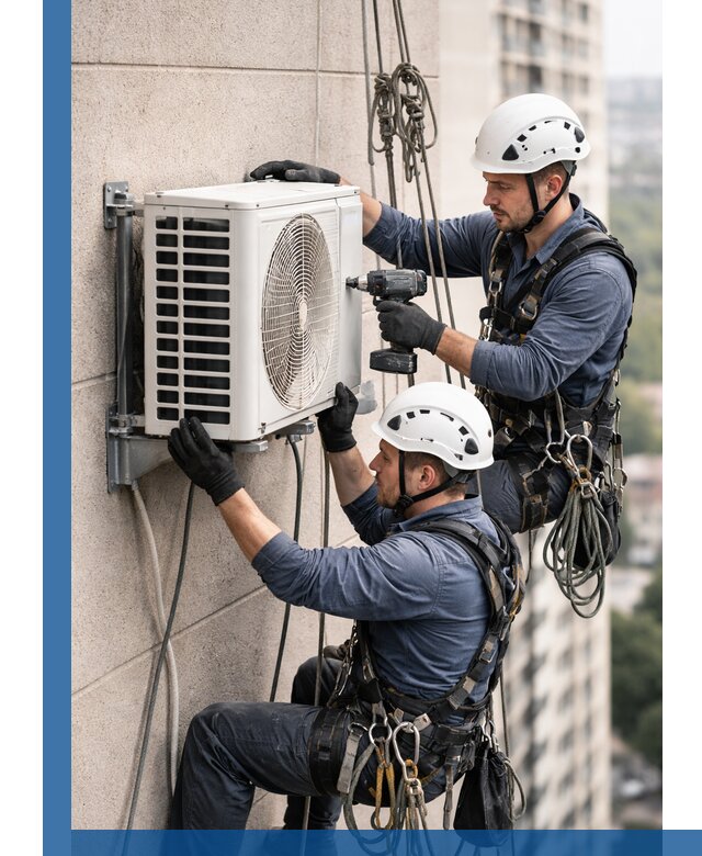 Монтаж внешнего блока кондиционера в Полысаеве установка и крепление