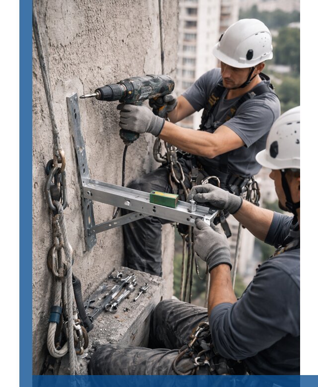 Установка кронштейнов кондиционера и крепежа в Полысаеве