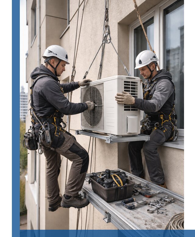 Перенос внешнего блока кондиционера в Полысаеве с монтажом и крепежом