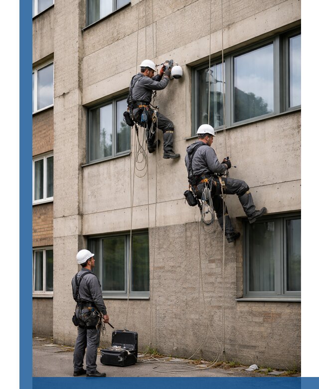 Монтаж фасадных камер видеонаблюдения в Полысаеве под ключ