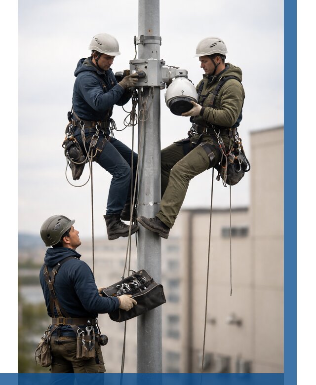 Установка видеокамер на мачте в Полысаеве от 8741 р. | ВЫСОТНИК-Плс