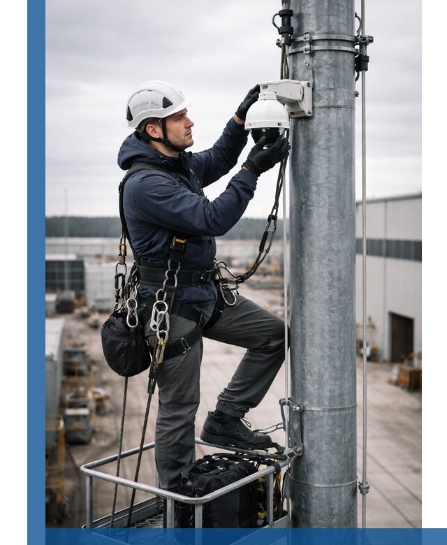Профессиональная установка видеокамер на мачте в Полысаеве
