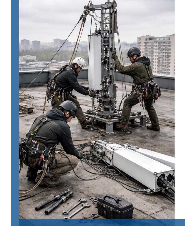 Демонтаж антенн на крыше зданий в Полысаеве с гарантией