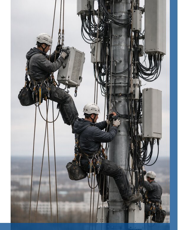 Монтаж оборудования связи на мачте в Полысаеве от 7712 р. | ВЫСОТНИК-Плс