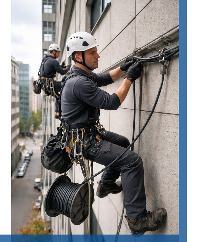 Прокладка кабеля по фасаду в Полысаеве от 360 р. | ВЫСОТНИК-Плс