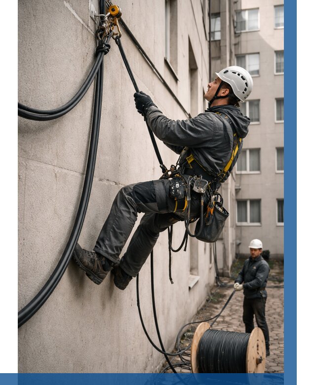 Протяжка кабеля питания на высоте в Полысаеве от 463 р. | ВЫСОТНИК-Плс