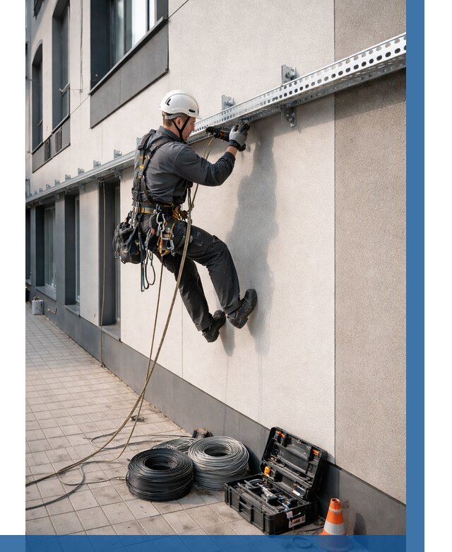 Монтаж кабельных лотков на фасаде в Полысаеве от 1234 р. | ВЫСОТНИК-Плс