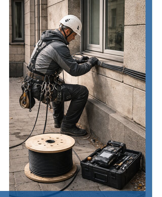 Прокладка оптоволоконного кабеля в Полысаеве от 823 р. | ВЫСОТНИК-Плс