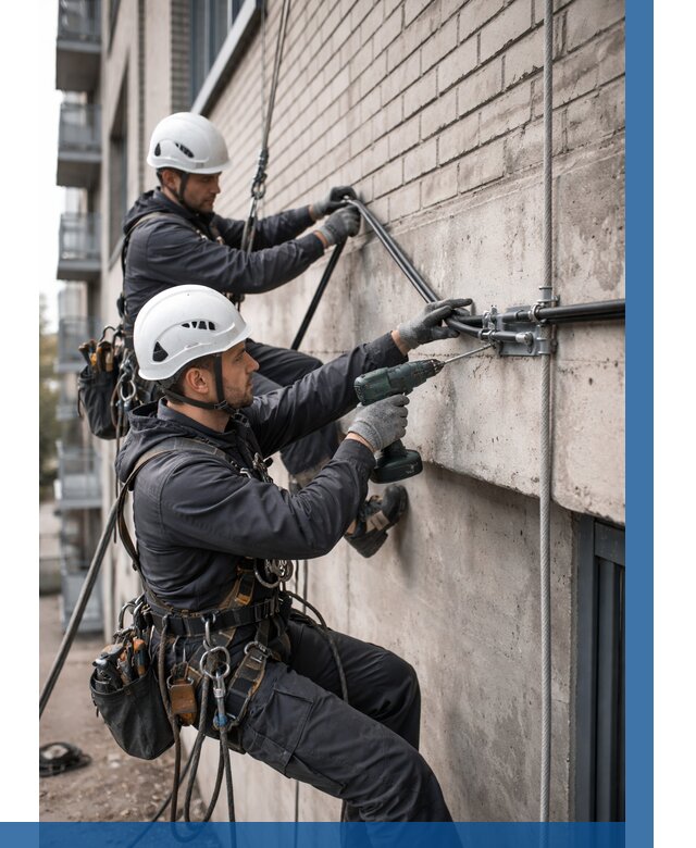 Крепление кабеля на фасаде в Полысаеве от 360 р. | ВЫСОТНИК-Плс