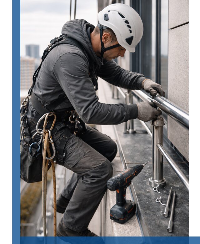 Монтаж ограждений на высоте в Полысаеве для зданий и конструкций