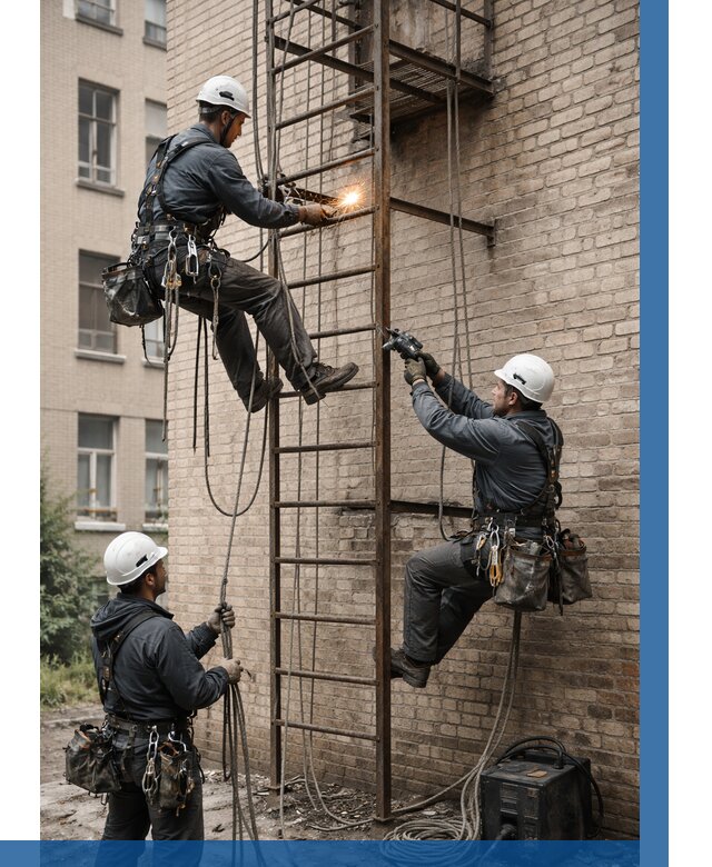 Ремонт пожарной лестницы в Полысаеве от 7712 р. | ВЫСОТНИК-Плс