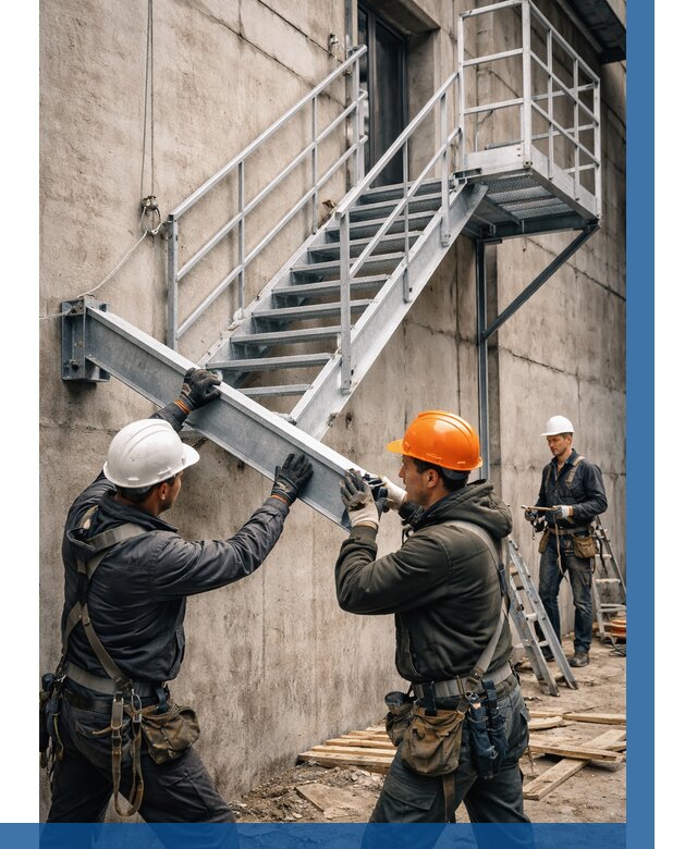 Монтаж металлических лестниц в Полысаеве от 15425 р. | ВЫСОТНИК-Плс