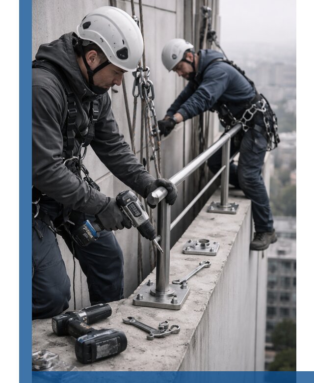 Монтаж перил на высоте в Полысаеве для жилых и промобъектов