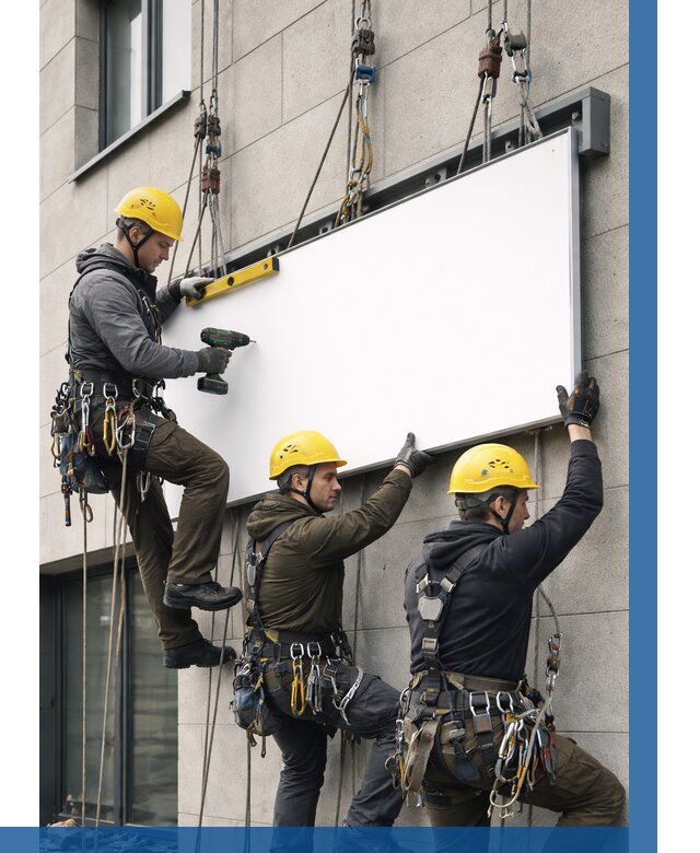 Монтаж рекламной вывески в Полысаеве от 8226 р. | ВЫСОТНИК-Плс