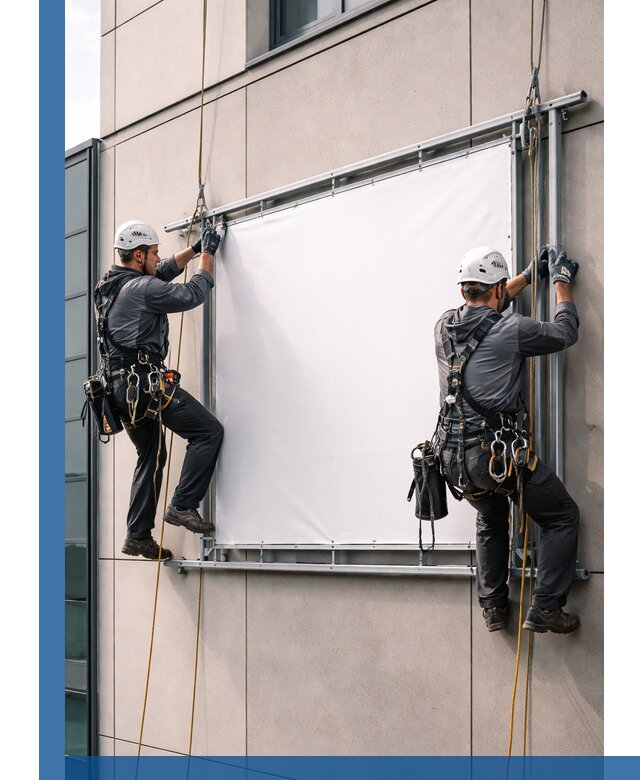 Монтаж наружной рекламной вывески в Полысаеве под ключ