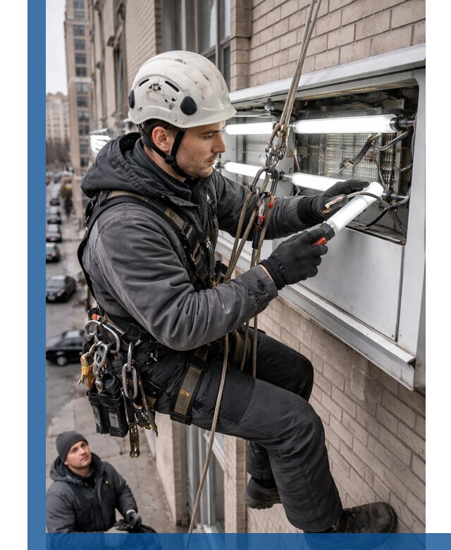 Профессиональная замена ламп в наружной вывеске в Полысаеве