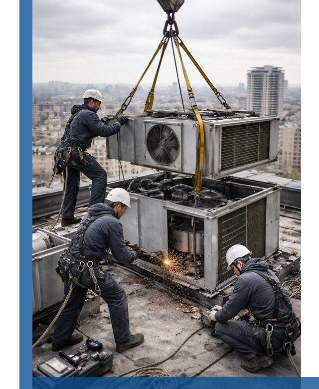 Демонтаж крышной установки в Полысаеве любой сложности