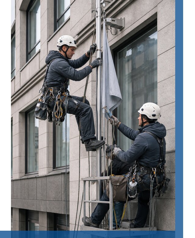 Установка флагов на фасаде в Полысаеве от 4627 р. | ВЫСОТНИК-Плс