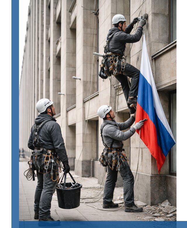 Профессиональная установка флагов на фасаде в Полысаеве