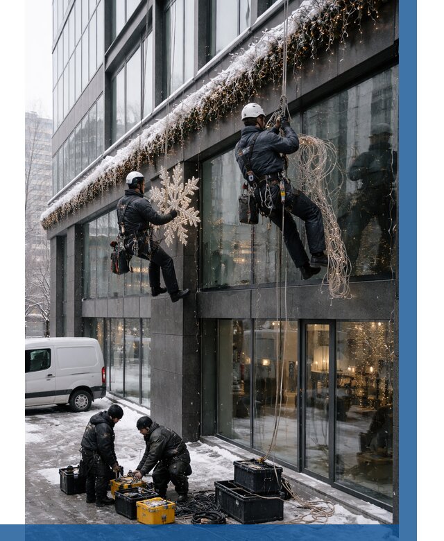 Демонтаж новогоднего оформления в Полысаеве от 5656 р. | ВЫСОТНИК-Плс