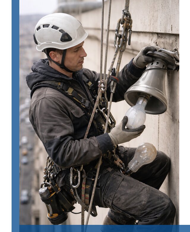 Замена ламп на высоте в Полысаеве профессионально и быстро