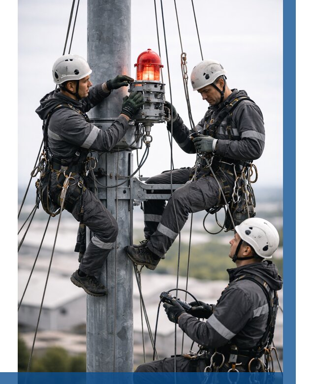 Монтаж заградительных огней в Полысаеве от 8741 р. | ВЫСОТНИК-Плс