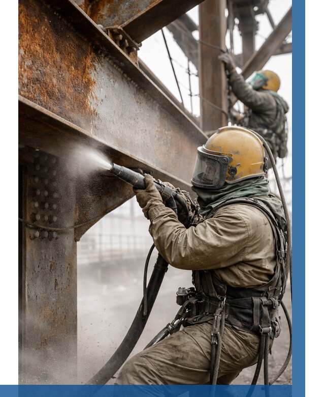 Пескоструйная очистка металлоконструкций в Полысаеве по 617 р.  ВЫСОТНИК-Плс