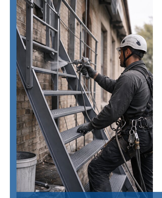 Покраска и антикоррозионная защита пожарных лестниц в Полысаеве