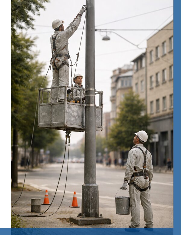 Покраска опор освещения в Полысаеве от 5142 р. | ВЫСОТНИК-Плс