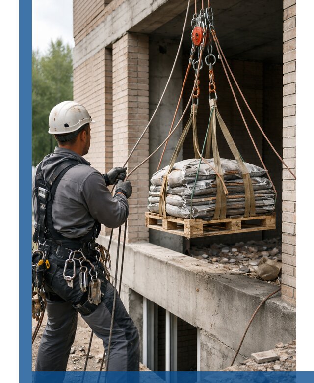 Подъем материалов на этаж веревками в Полысаеве оперативно
