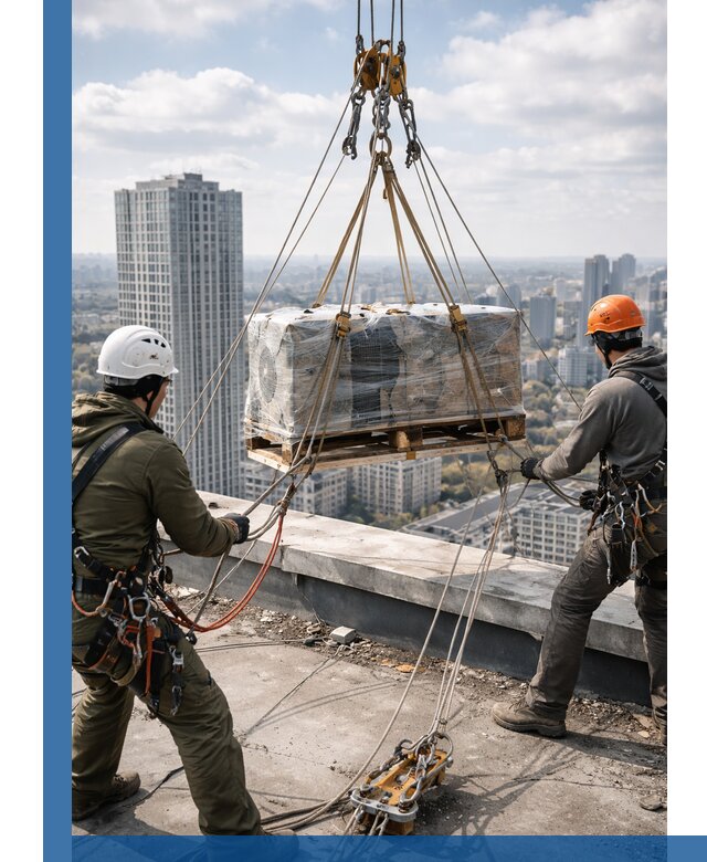Подъем и монтаж крупногабаритных грузов на крышу в Полысаеве