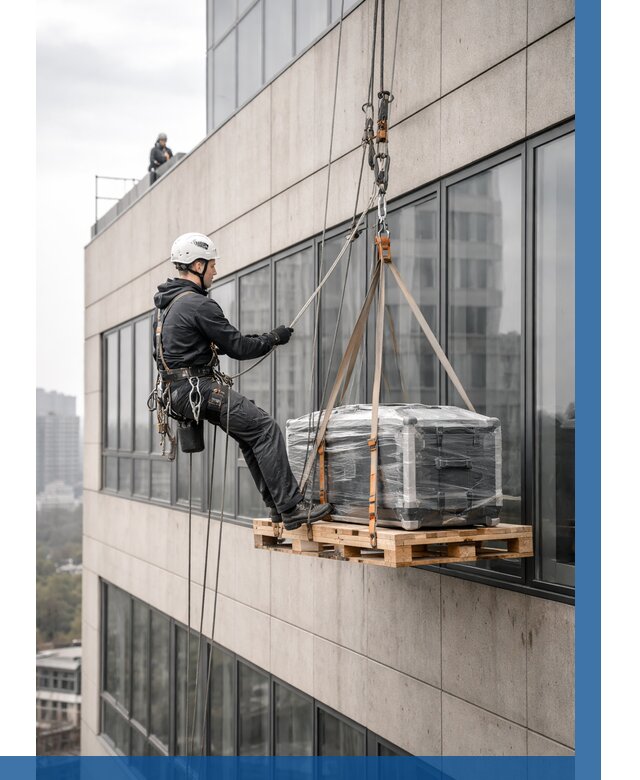 Спуск груза по фасаду в Полысаеве от 3599 р. | ВЫСОТНИК-Плс