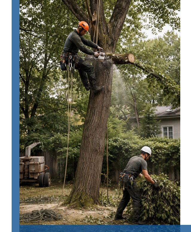 Кронирование деревьев в Полысаеве, безопасная высотная обрезка