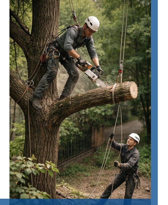 Спил деревьев альпинистами в Полысаеве от 8226 р. | ВЫСОТНИК-Плс