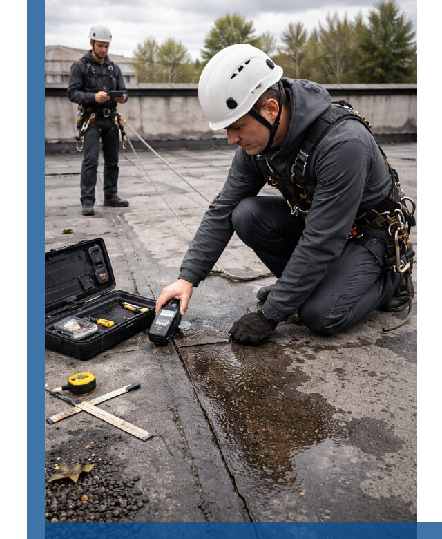 Обследование кровли на протечки и выявление дефектов в Полысаеве