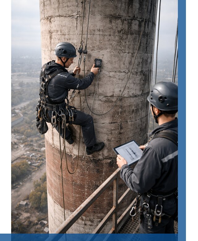 Обследование дымовой трубы в Полысаеве от 8226 р. | ВЫСОТНИК-Плс