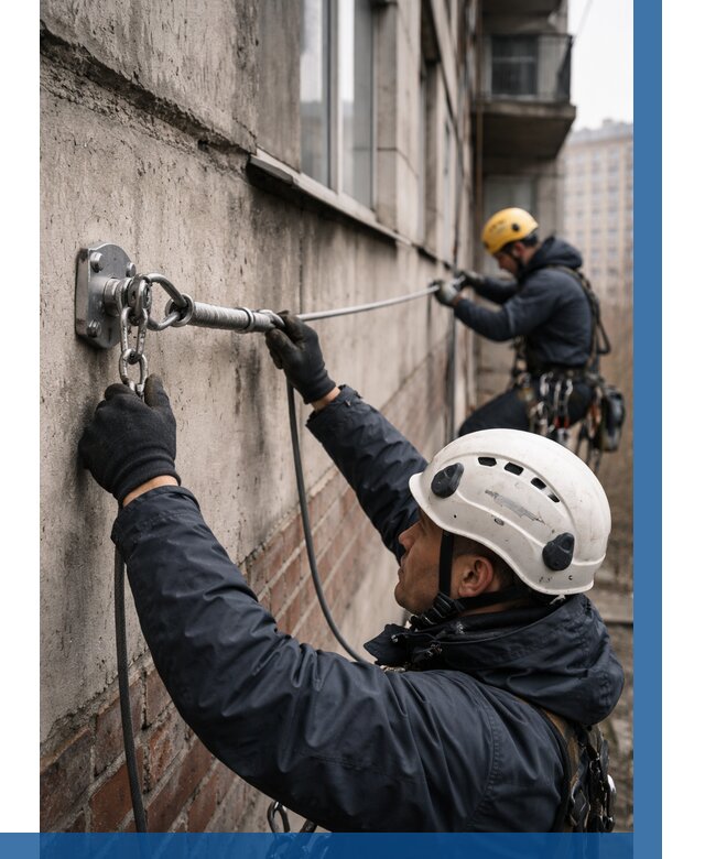 Монтаж анкерных линий в Полысаеве от 3085 р. | ВЫСОТНИК-Плс