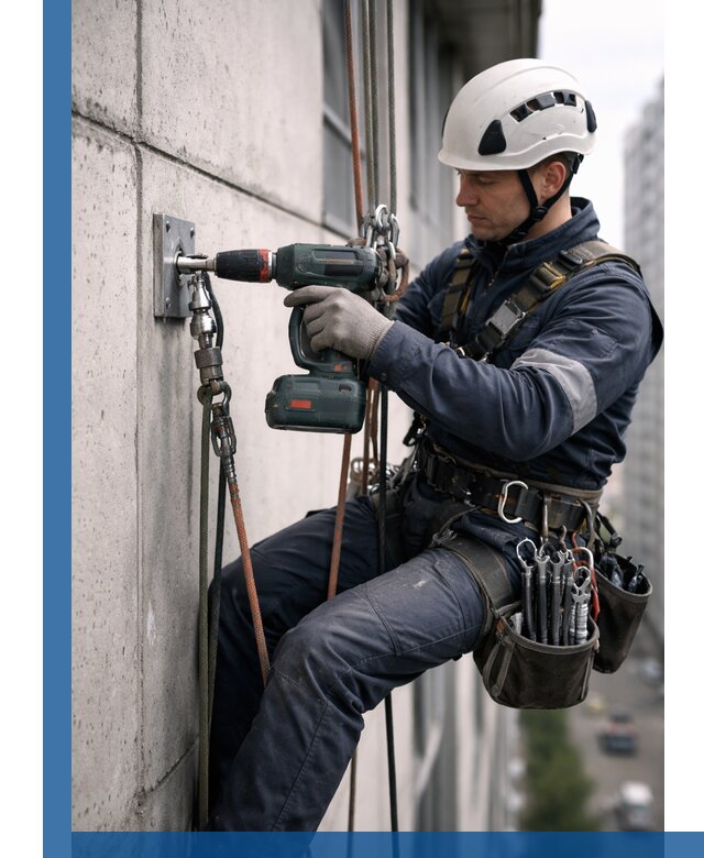 Установка анкерных точек для высотных работ в Полысаеве